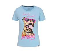 PITBULL Damen T-Shirt Sunglasses Dog Baumwollshirt 170g mit Rundhals, Frontprint Hund mit Sonnenbrille, Regular Fit Kurzarmshirt für Sommer, Freizeit, Streetwear Tshirt