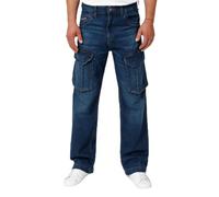 PITBULL Herren Cargo Jeans Navy Wash Longspur Praktische und Bequeme Cargo-Hosen Cargohose Jeanshosen Hosen Hose Jeans Bojohose Herren 32/30