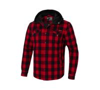 Pitbull Herren Flanelljacke mit Karomuster und Kapuze Flanellhemd mit Kariertes Pioneer Männer übergangsjacke Baumwolle Metalldruckknöpfe universellen Stil und Komfort XL