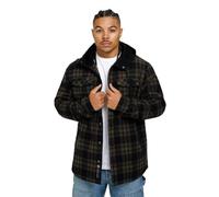 Pitbull Herren Flanelljacke mit Karomuster und Kapuze Flanellhemd mit Kariertes Pioneer Männer übergangsjacke Baumwolle Metalldruckknöpfe universellen Stil und Komfort XL