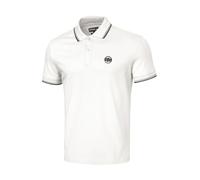 Herren Pitbull West Coast Polo Shirt Pique Streifen Regular weiß