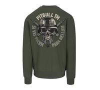 PITBULL Herren Sweatshirt para Bellum Tricot Terry Pullover 280g, Rückenprint Skull Military Style, Crewneck, Langarmshirt mit Autolap-Nähten