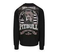 PITBULL Herren Sweatshirt Troublemaker Crewneck Pullover 280g, Rückendruck Hund, Streetwear Tricot Terry, elastisch, atmungsaktiv, Langarm Sweatshirts
