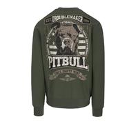 PITBULL Herren Sweatshirt Troublemaker Crewneck Pullover 280g, Rückendruck Hund, Streetwear Tricot Terry, elastisch, atmungsaktiv, Langarm Sweatshirts