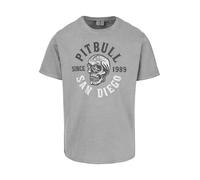 PITBULL Herren T-Shirt Skull Logo Vintage Style mit Washed Look Raw Edge Details Baumwolle Tshirt Rundhals Streetwear Print Sommershirt Kurzarmshirt