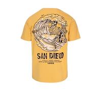 PITBULL Herren T-Shirt Skull SURF Baumwollshirt mit großem Rückenprint, Surf-Skelett Grafik, Brustlogo, Rundhals, Sommer Regular Fit, Baumwolle Tshirt