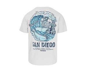 PITBULL Herren T-Shirt Skull SURF Baumwollshirt mit großem Rückenprint, Surf-Skelett Grafik, Brustlogo, Rundhals, Sommer Regular Fit, Baumwolle Tshirt