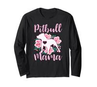 Pitbull Mama Rosa Blumen Niedlich Mütter Thema Langarmshirt