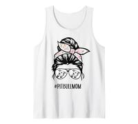 Pitbull Mom Messy Bun Hair Pittie Hundebesitzerin Muttertag Tank Top