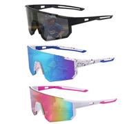 PITFEROCE Polarisierte Sonnenbrille für Kinder, Jungen, Mädchen, Jugendliche, Baseball-Sonnenbrille, Radfahren, Laufen, Softball, leichter Rahmen, 3 Stück