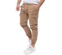 PITTMAN Darius - Cargo Jogger Herren - Slim Fit Cargohose Männer - Baumwoll Herrencargo, Beige (Sepia Tint 171314), W33/L34