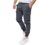 PITTMAN Darius - Stretch Cargohose - Baumwoll Cargo Hosen Männer - Arbeitshose Herren Slim Fit, Grau (Tornado 183907), W34/L34