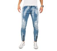 PITTMAN Jeans Skinny Fit M424 - Zerissene Jeans Herren - Blaue Hose eng Stretchjeans - Männer Strecht Hosen, Blau (Denim Blue), W32/L32