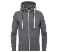 PITTMAN Retro Männer Sweatjacke Zipper Plus Size Hoodie Sweatshirt Jungen Sweater Herren Pullover Kapapuzenjacke, Dunkel Grau/Weiß (0401), XXL