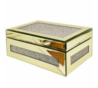 Pitycbo Glänzend Schmuckbox | Strukturierte Oberfläche, verspiegelte Schmuckschatulle, verspiegelt, Schmuckschatulle mit Spiegel, für Frisiertisch, Gold