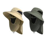 PIWOSGOL 2 Stück Sonnenhut mit Nackenschutz, Fischerhut, Atmungsaktiv und Faltbar,UV-Schutz,Einstellbare Größe mit Abnehmbarer Halsklappe,Breite Krempe Outdoor Trekking Hut für Männer und Frauen