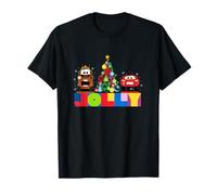 PIXAR Cars Mater und McQueen Jolly Holiday T-Shirt für Erwachsene und Kinder, Schwarz, Kurzarm, Crew-Neck, Klein, Unisex