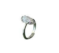 Pixi-Ring aus S925-Silber mit natürlicher weißer Hetian-Jade (verstellbare Öffnung), 2 für Damen, echt