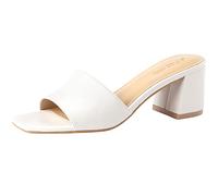 PIZZ ANNU Damen Square Open Toe Heels Sandalen Low Block Chunky Heels Sandalen Slip on Pantoletten Bequem Casual Dress Pumps Schuhe, gebrochenes weiß, 37.5 EU