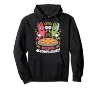 Pizza High-Five Cartoon Gabel & Messer Design Pullover Hoodie