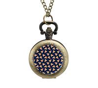 Pizza Slice Food Alloy Clock Vintage Pocket Watch Cute Hang Watches Pendent Necklace