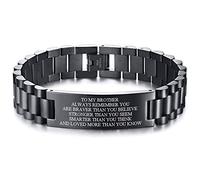 PJ JEWELLERY To My Brother Geschenk Armband Männer inspirierende Nachricht graviert Always Remember you are Braver Armband Geschenkidee für Abschlussfeier Geburtstagsgeschenk ermutigen