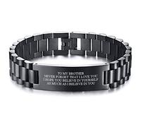 PJ JEWELLERY To My Brother Geschenk Armband Männer Inspirierende Nachricht Graviert Edelstahl Link Armband für Männer NEVER FORGET THAT I LOVE YOU Graviert