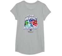 PJ Masks It's My Heroic Birthday Power Heroes Epic Logo T-Shirt, Mädchen, Grau Meliert, S