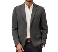 PJ PAUL JONES Herren Fischgräten-Blazer Jacke Leichter Casual Knit Sport Mantel, schwarz grau, S