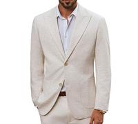 PJ PAUL JONES Herren Leinen Sakko 2 Knöpfe Business Casual Freizeit Anzugjacke Sommer Sportlich Regular Fit Anzug Leichter Blazer, XXL, Aprikose