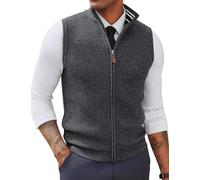 PJ PAUL JONES Herren-Pullover-Weste, schmale Passform, Twill strukturiert, durchgehender Reißverschluss, ärmellose Westen, lässige Oberbekleidung, Blau Grau, X-Groß