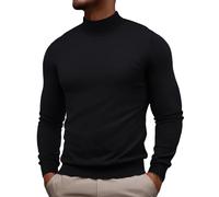 PJ PAUL JONES Herren Rollkragenpullover, langärmelig, lässiger Pullover, schmale Passform, Basic Strick-T-Shirt, Schwarz, Klein
