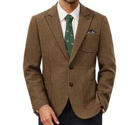 PJ PAUL JONES Herren Sako Modern Freizeit 2 Knöpfe Harris Tweed Business Anzugjacke Regular Fit Jackett(Braun,XL)