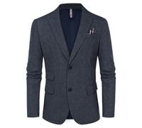 PJ PAUL JONES Herren Tweed Sakko Sportlich Hahnentritt Wolle Vintage British Blazer für Business (Dunkelblau, M)