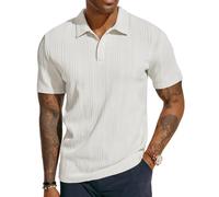 PJ PAUL JONES Strukturiertes Herren-Poloshirt, Normale Passform, Dehnbare Golf-Shirts, Weiss/opulenter Garten, XL