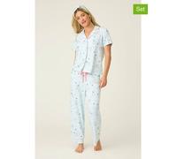 PJ Salvage 3tlg. Pyjama-Set in Hellblau - Größe XL | Damen Loungewear