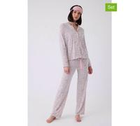 PJ Salvage 3tlg. Pyjama-Set in Rosa - Größe L | Damen Loungewear