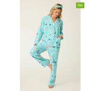 PJ Salvage 3tlg. Pyjama-Set in Türkis - Größe XL | Damen Loungewear