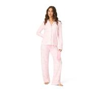 PJ Salvage Happy Hour Damen-Pyjama-Set, langärmelig, Oberteil und Unterteil, Jersey, gestrickt, 3-teilig, Helles Pink, Groß