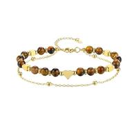 Pjeghbvop Lässige Passform, zweireihiger Stein Kugel Armreif, zarter Herz Anhänger, natürlicher Edelstein Schmuck, veränderbare Kette, Geschenk, modisches zweilagiges Armband