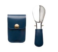 Pjeghbvop Schuhlöffel aus Edelstahl, tragbar, zusammenklappbar, Schuhlöffel mit weichem PU Ledergriff, Heber für Heimbüro und Reisehelfer