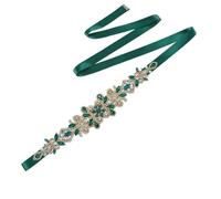 PKINN Brautkleid Gürtel Gold handgefertigt Schärpe Zubehör Frauen täglich Abend Party Kleid grün Strass-dunkelgrün Band