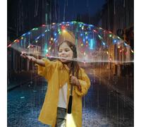 PKKAJLYT Transparenter LED-Regenschirm mit Taschenlampe schafft eine traumhafte Atmosphäre für Sie, der beleuchtete Regenschirm ist geeignet für Geburtstag, Hochzeit und Weihnachtsfeier (mehrfarbiges
