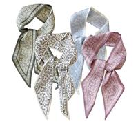 PKRFCJ Seidenschal für Damen, Retro-Stil, modisch, Taschenschal für Handtaschen, multifunktionaler Damenschal, Bohemian-Stil, geeignet für Geldbörsen, Handtaschengriffe, 4 Stück, Grün, Blau, Rosa