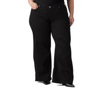 Weite Jeans LEVI'S PLUS "PL 318 SHAPING WIDE LEG", Damen, Gr. 16 (48), Länge 34, soft schwarz, Denim/Jeans, Obermaterial: 78% Baumwolle, 21% Polyester, 1% Elasthan, weit knöchellang, Jeans, im Five-Po