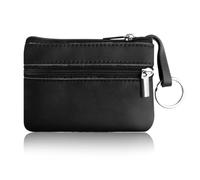 PLABBDPL Echt Leder Auto-Schlüssel Herren Schlüsseletui, Damen Keyring Kartenfach Geldfach,Hochwertig Design Schlüsselanhänger Mäppchen, 1 Pcs, Schwarz