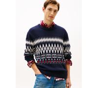 PLACED FAIRISLE WOOL BLEND CREW Blau XL