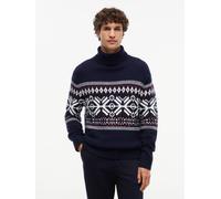 PLACED FAIRISLE WOOL BLEND ROLL Navy Blue/Ivory/Regatta Red - Gr. - XL