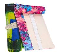 PLAFOPE 2 STK. Leinwand Federmäppchen mit Fächern Rollmäppchen aus Reiner Baumwolle mit Ahornmuster Praktisches Federtasche Rollen Design für Schüler Künstler Zeichnen Malen Skizzieren