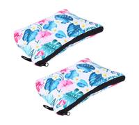 PLAFOPE 2 Stück Bedruckte Kosmetiktasche mit Reißverschluss Kompakter Kulturbeutel für Make up und Reise Strapazierfähiger Schminkorganizer mit Floralem Design Handlich für Damen und